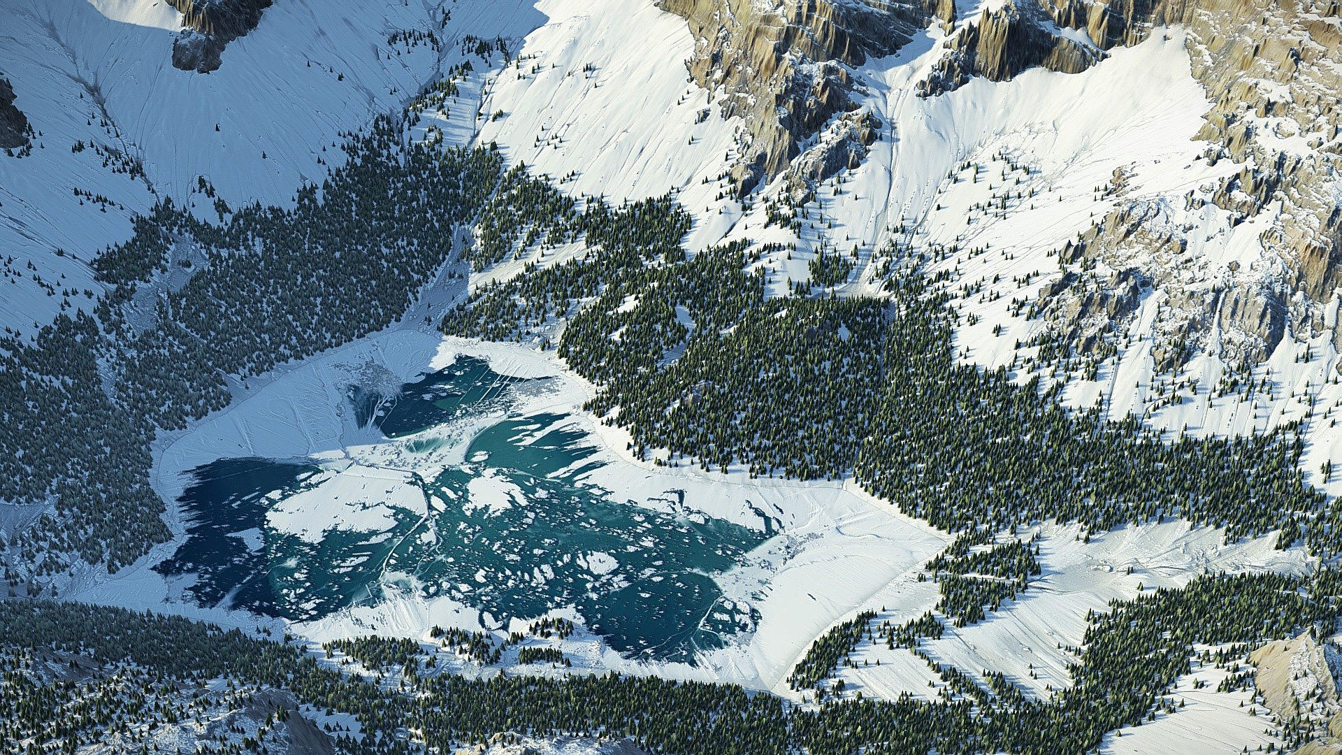 Fully Procedural Landscape created in World Machine. Inspired by winter.

included 4k textures - COLOR  NORMAL  LIGHT

You can buy it here - https://sketchfab.com/3d-models/mountain-lake-world-machine-ba07b725c51b49879c8f8a02660990ce

Other assets on https://gamewarming.com/ - Mountain Lake Landscape - (World Machine) - 3D model by gamewarming 3d model