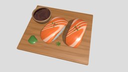 Sushi board food, sushi, substancepainter, 3dsmax