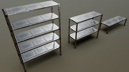Metal Shelf/Bench Assets storage, bench, shelf, metal, shelfs, low-poly, asset, lowpoly, futuristic, gameasset, home