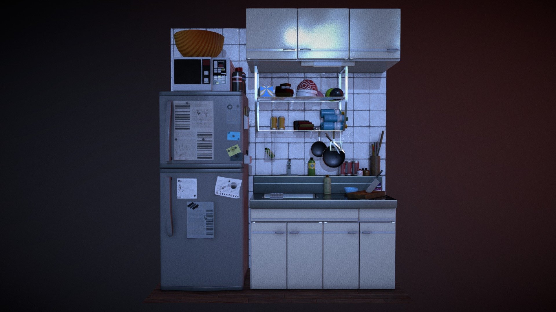 A simple kitchen counter environment 3d model