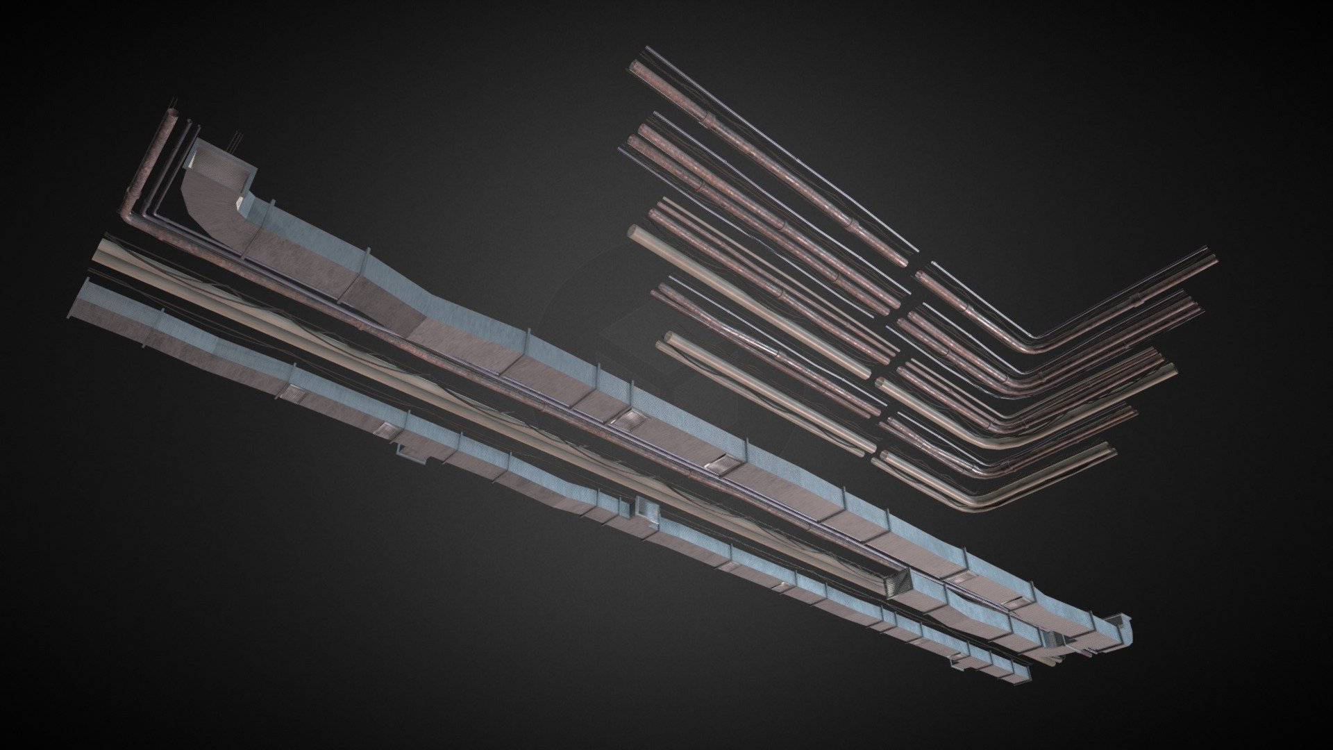 Pipes and ductwork commissioned for use in the game Bullets &amp; Bubblegum by Ben Safford 3d model