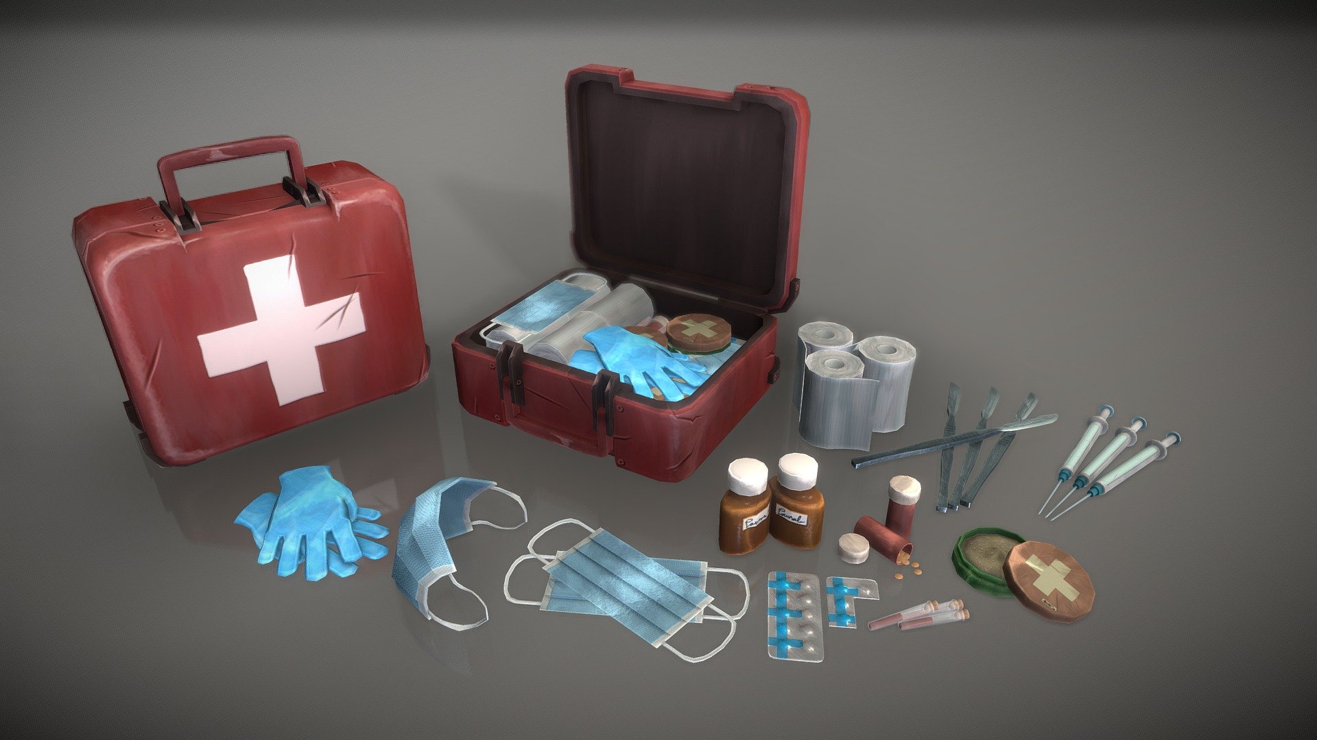 A compact medical is useful in a survival situation. This asset is best for a top-down game. It's already optimized to fits into your scene. So you can also apply this asset to variety of games.
This Package contains :




58 Objects 

1 Sample package

Blender Files

Texture Files

For further business or information about 3D Assets, You can contact me on my Instagram. I put the link in my bio. You can also write your comment on my asset post.
Thank you for visiting - Medical Pack - 3D Low Poly for Game Assets - Buy Royalty Free 3D model by _Alcane 3d model
