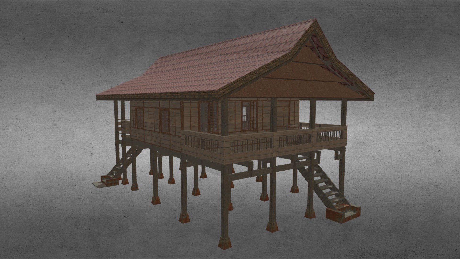 One of model of Rumah adat or Traditional House of Bugis ethnics in celebes island, Indonesia 3d model