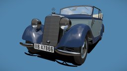 Mercedes Benz W 136 (170V) convertible, luxury, ride, engine, mercedes, old-car, 1930s, mercedes-benz, classic-car, pre-war, mercedesbenz, mercedes-benz-car-models, vehicles-cars, vehicle, car, animation, history, 170v, w136
