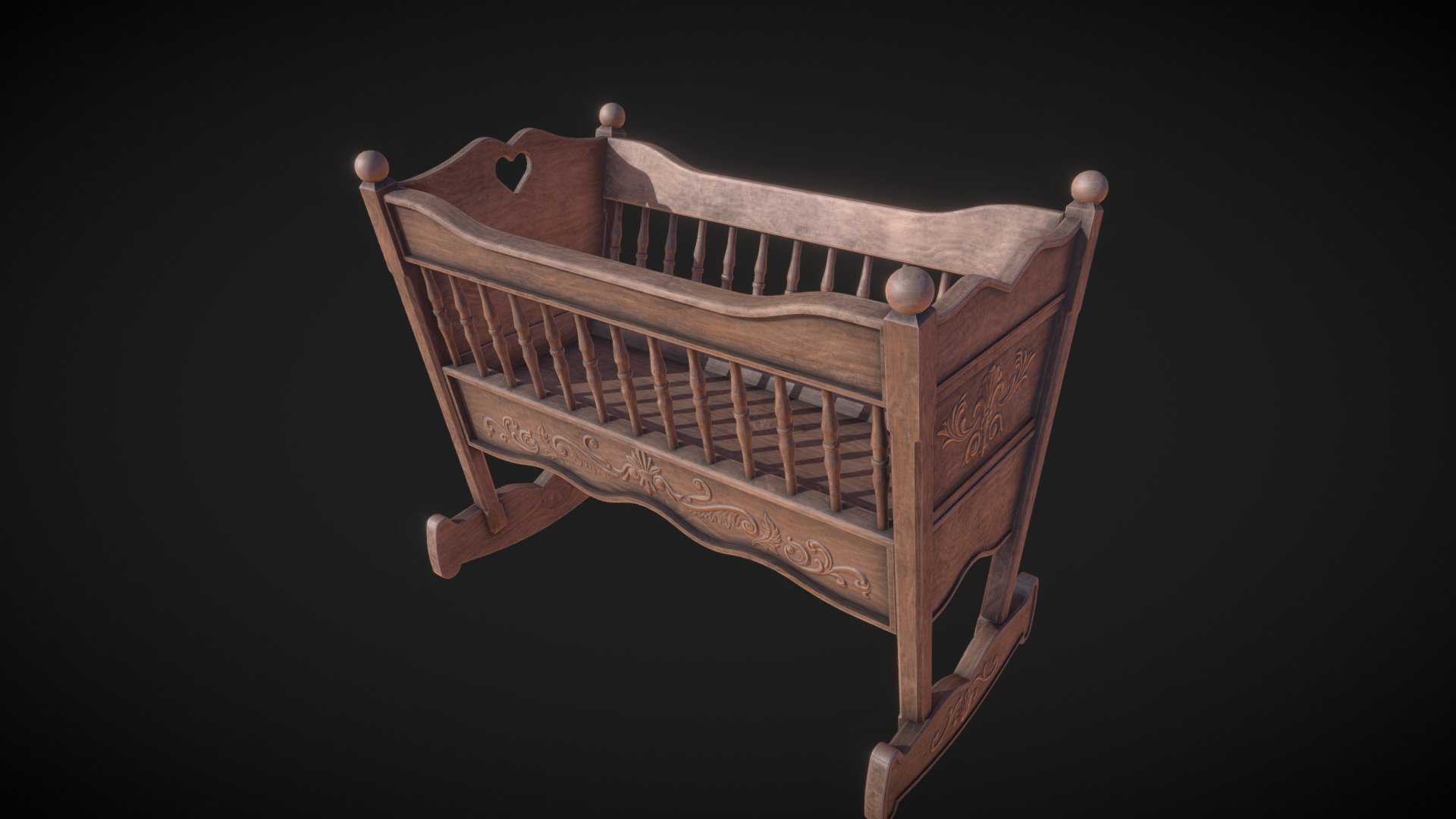 An old used cradle made for a project 3d model