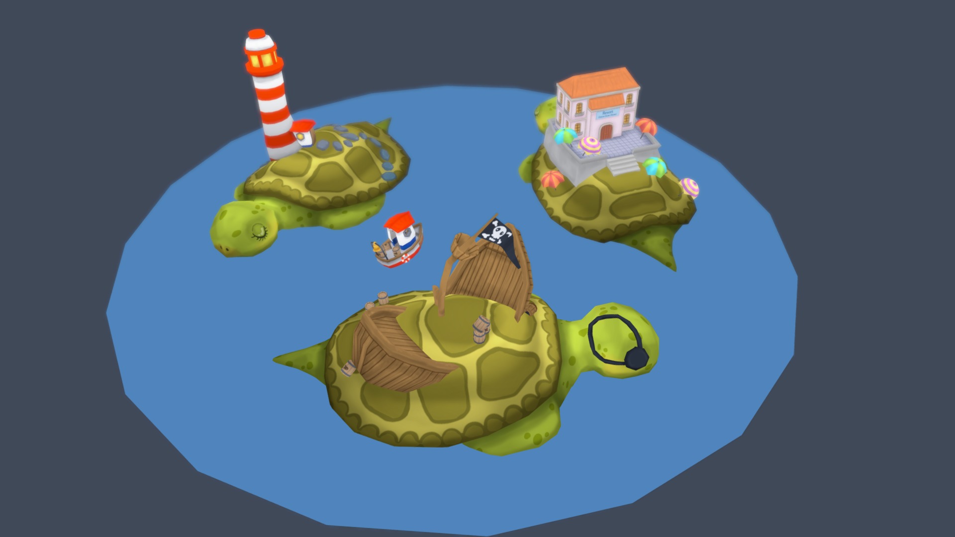 This is the assets I made for our Global Game Jam game (2019). Its a fishing game where you play as Otto the Otter, who sells fish to his neighbours that lives on turtles. But what is hiding in the depths?

check out my website:
www.johanhandin.com - GGJ19 Otto The Otter's Fishing Adventure - 3D model by johanhandin 3d model