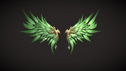 wing bow, wings, wings3d, fbx, esmeralda, bow-weapon, weapon, character, handpainted, lowpoly, characterdesign, wing, noai, createdwithai