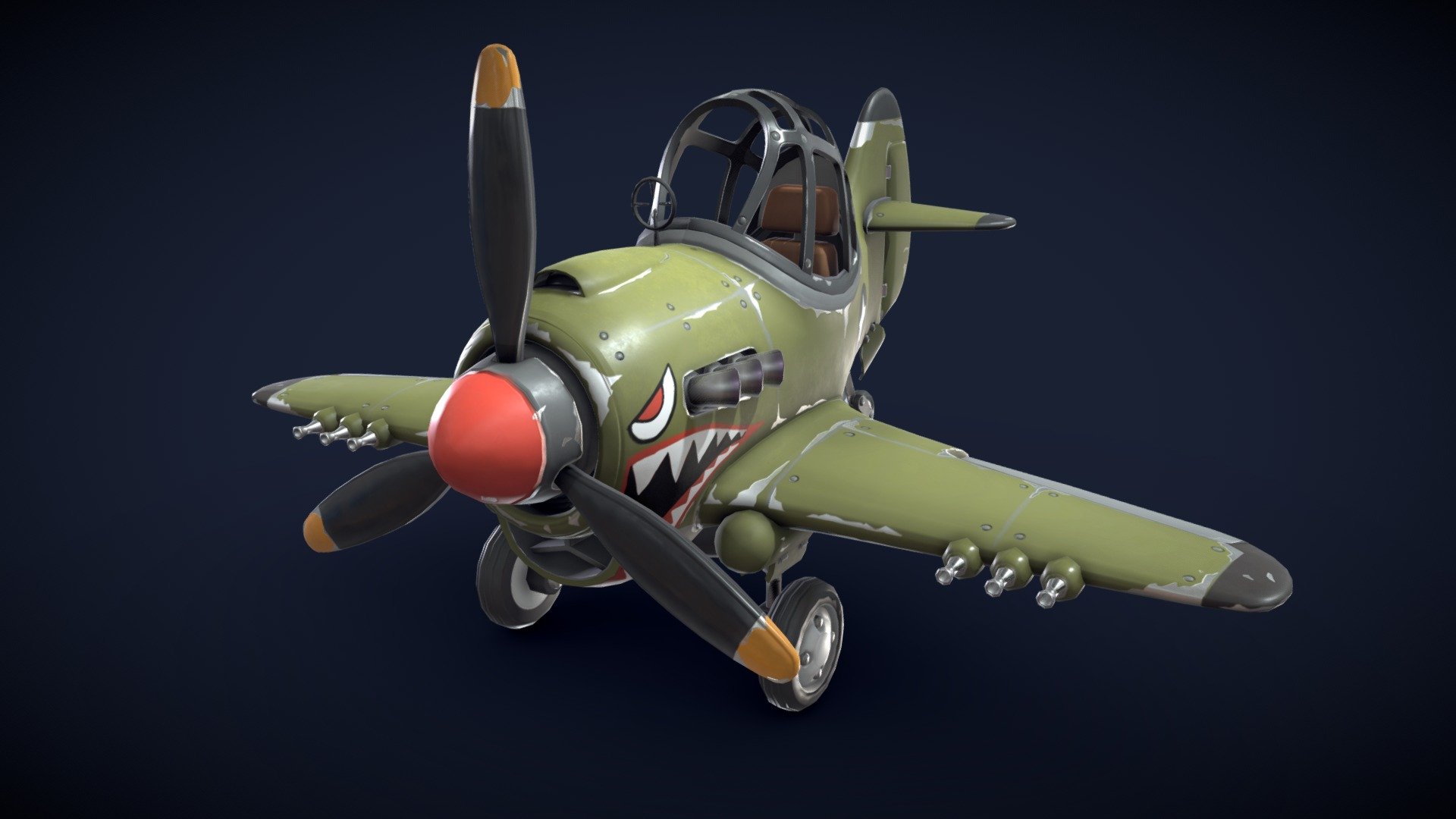 A Plane inspired by WWII aircrafts. This model is low poly and optimized for real-time usage 3d model