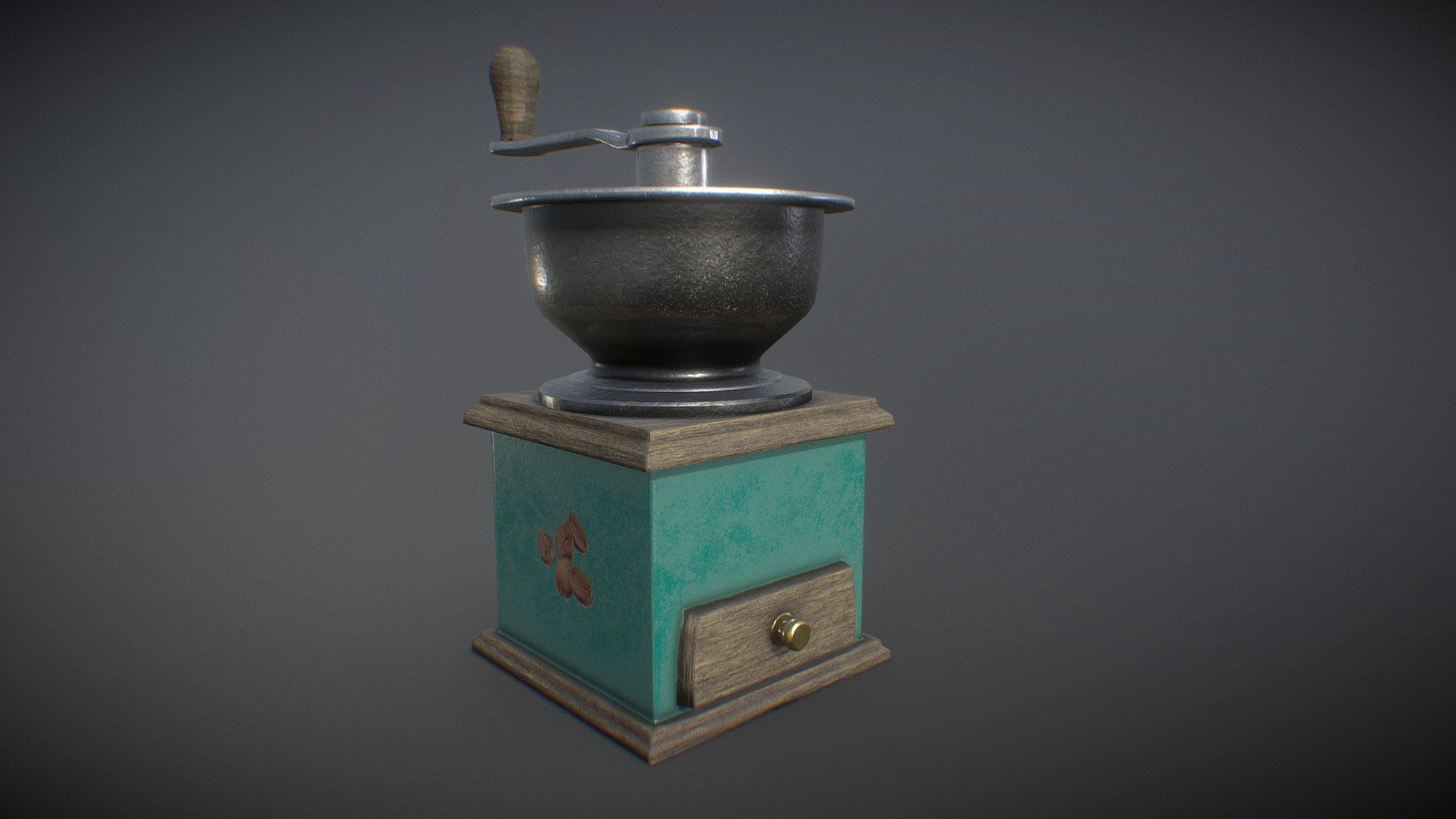 Simple coffee grinder with nice illustrations on the side 3d model