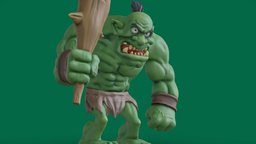 Enraged green troll -cartoon toon, detailed, cartooncharacter, vertex-color, printable-model, highpoly, noai