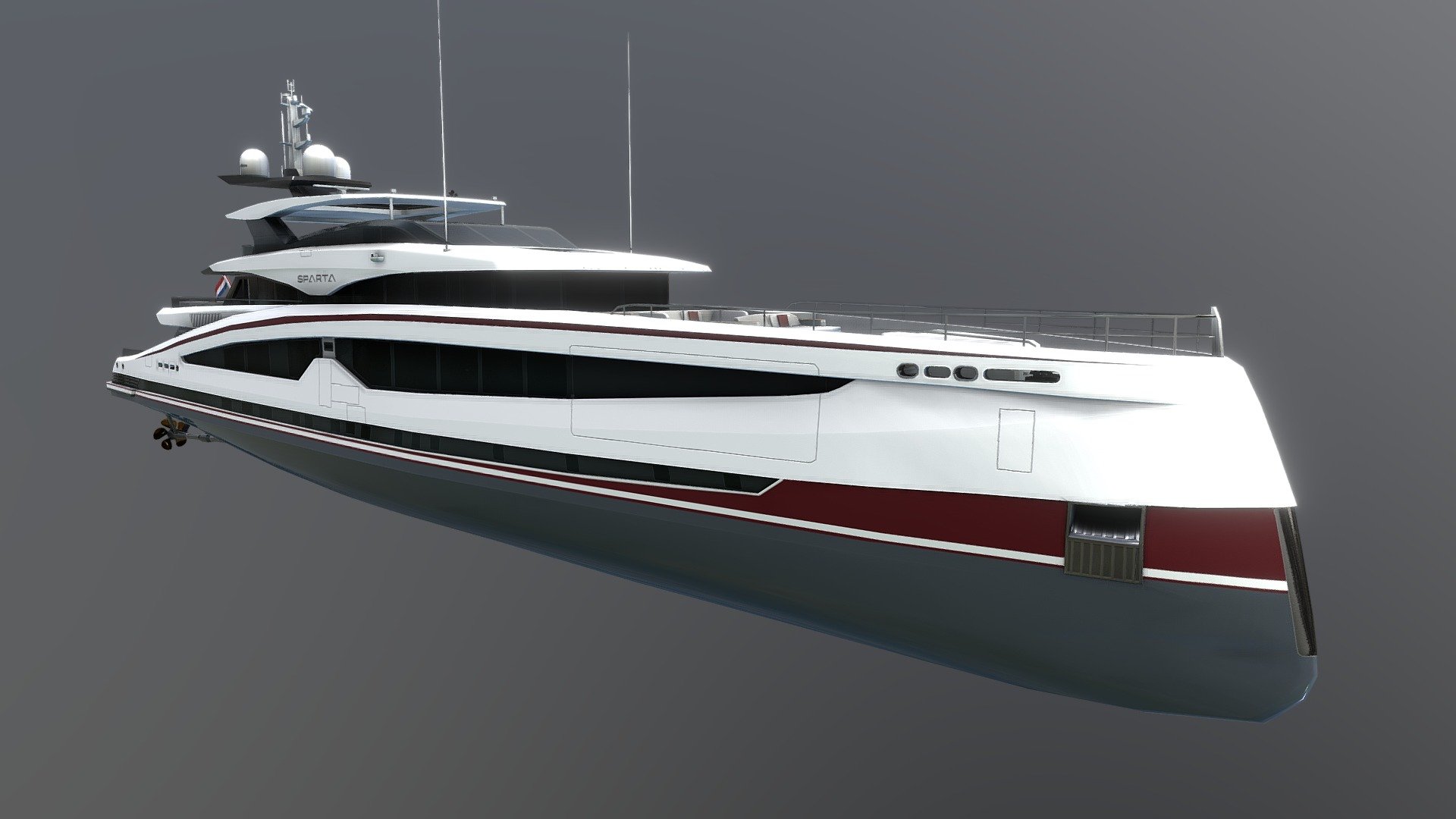 Made in Maya, Textured in Substance Painter - Sparta yacht - 3D model by Gingerbread (@aerialmace) 3d model