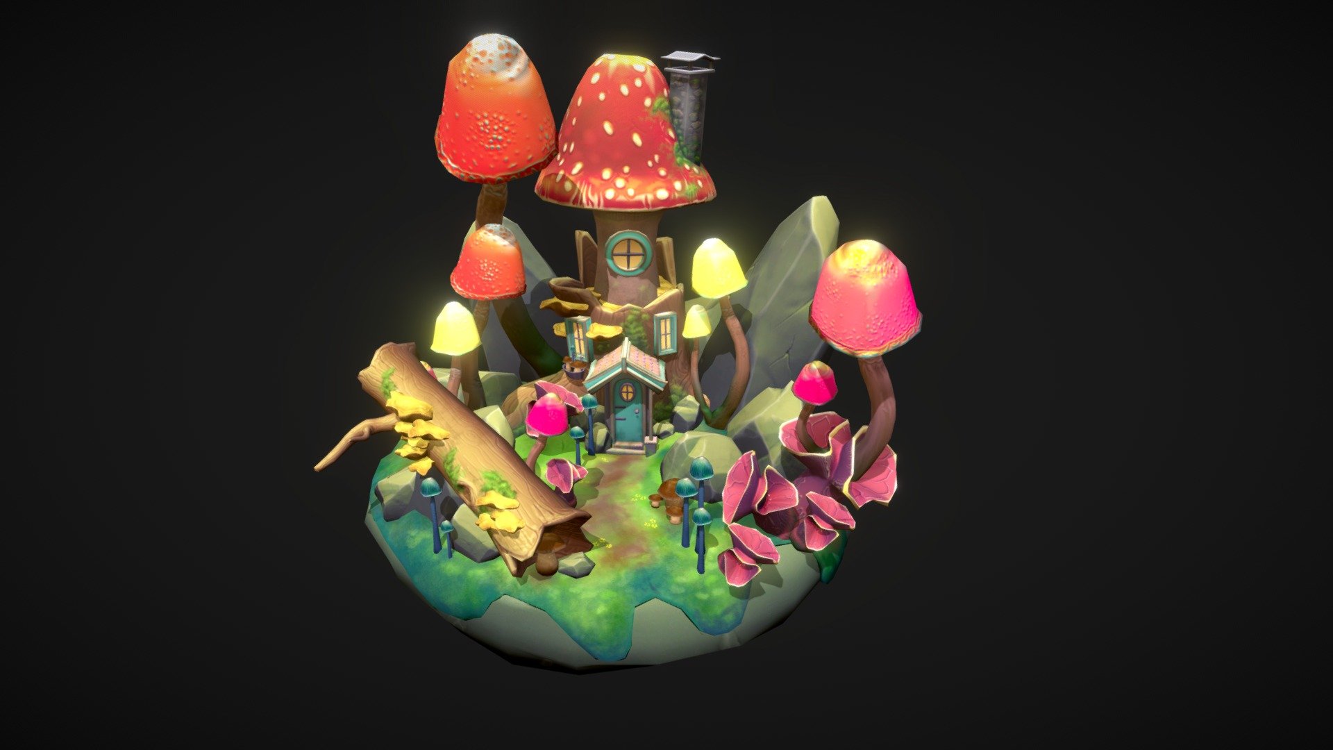 A little mushroom diorama I did as a personal project.

My artstation: https://www.artstation.com/artworkbyangie - Mushroom House - 3D model by Kexmannen 3d model