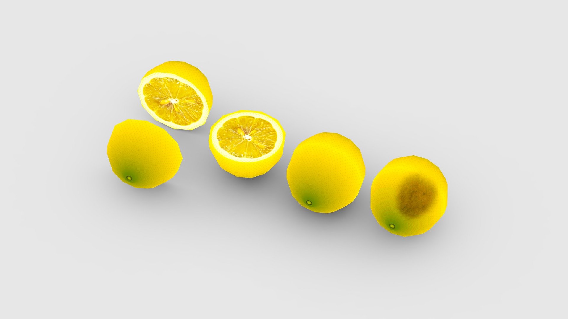 Cartoon rotten fruit - lemon and piece Low-poly 3D model - Cartoon rotten fruit - lemon and piece - Buy Royalty Free 3D model by ler_cartoon (@lerrrrr) 3d model