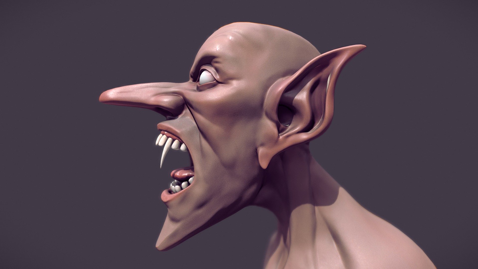 Personal project, bust of a stylized vampire with a puply feel.

This has been my first atempt at retopoligizing one of my sculpts as well as trying to create my own skintexture from scratch.

It's been an immense and rewarding learning experience!
Created with Zbrush and 3D Coat 3d model