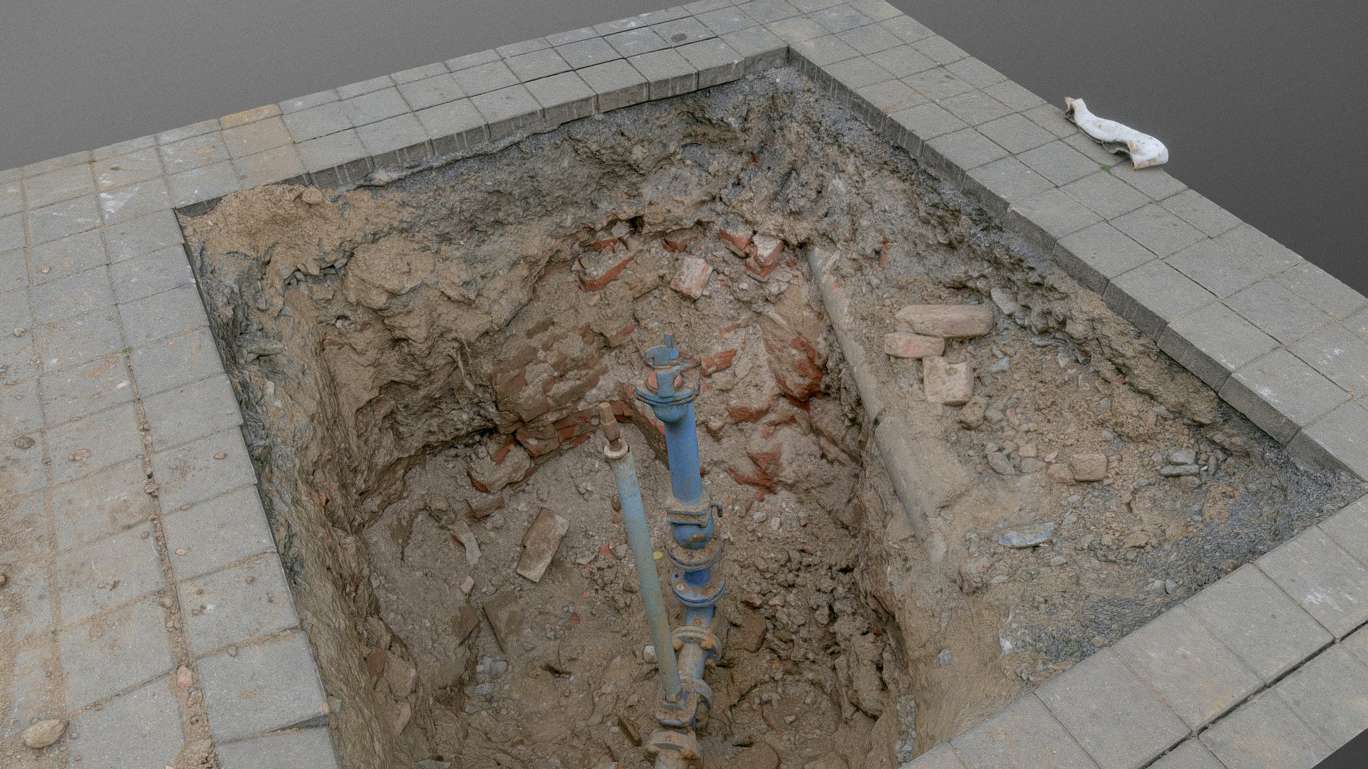 Construction dig site excavation, water pipe pipeline street reconstruction ground earth work inspection

Raw photogrammetry scan (180x36MP), 4x8K texture - Water pipeline dig - Buy Royalty Free 3D model by matousekfoto 3d model