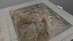 Water pipeline dig scene, pipe, terrain, archviz, tire, ditch, work, 3d-scan, dig, underground, prop, geology, road, ground, earth, reconstruction, site, town, 3d-scanning, pipeline, works, repair, hole, authentic, digging, deap, photoscan, photogrammetry, city, building, material