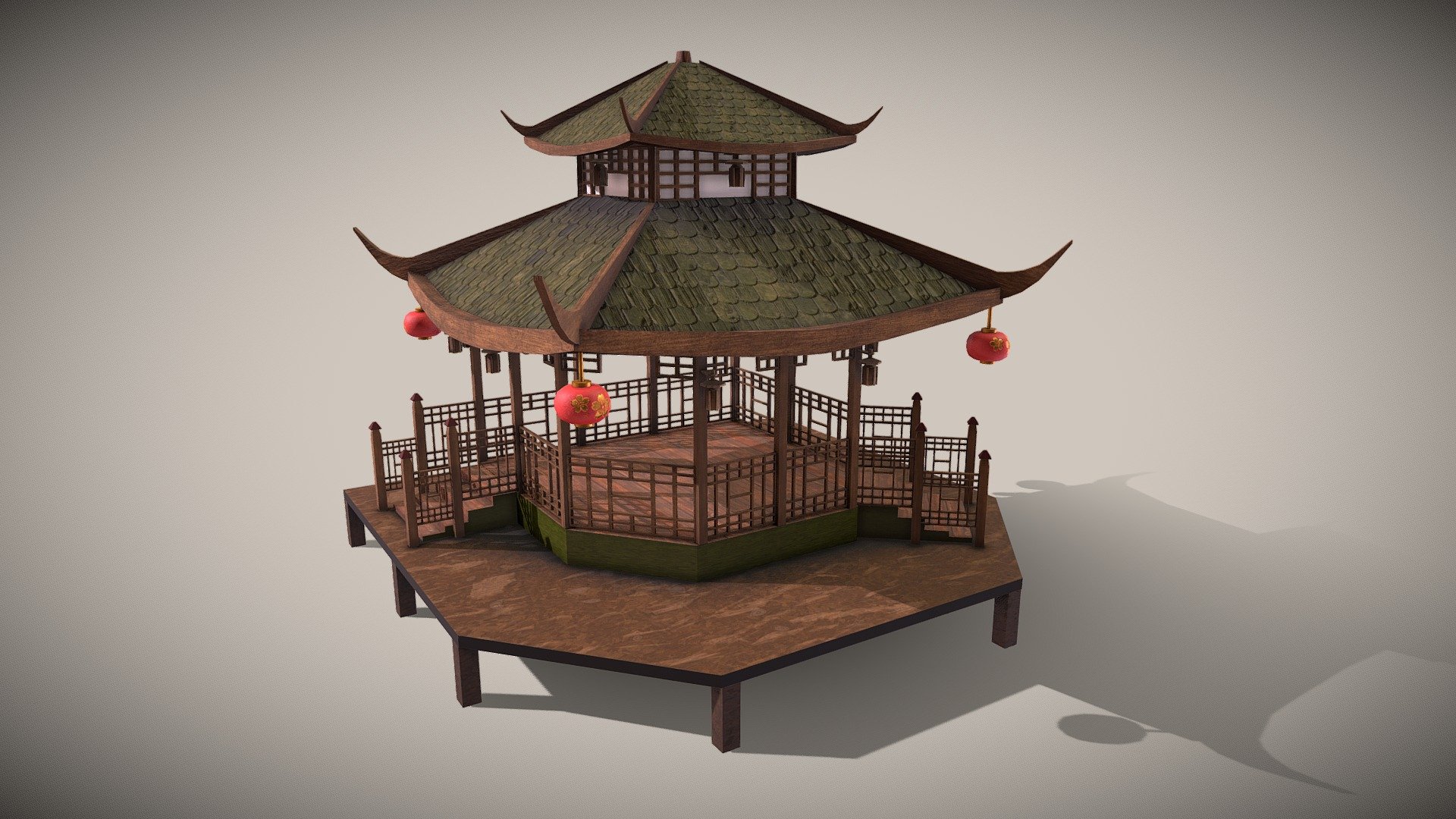 Modelling in Blender
Painting in Substance Painter
 - Chinese Traditional Pavilion - Download Free 3D model by gozdemrl 3d model