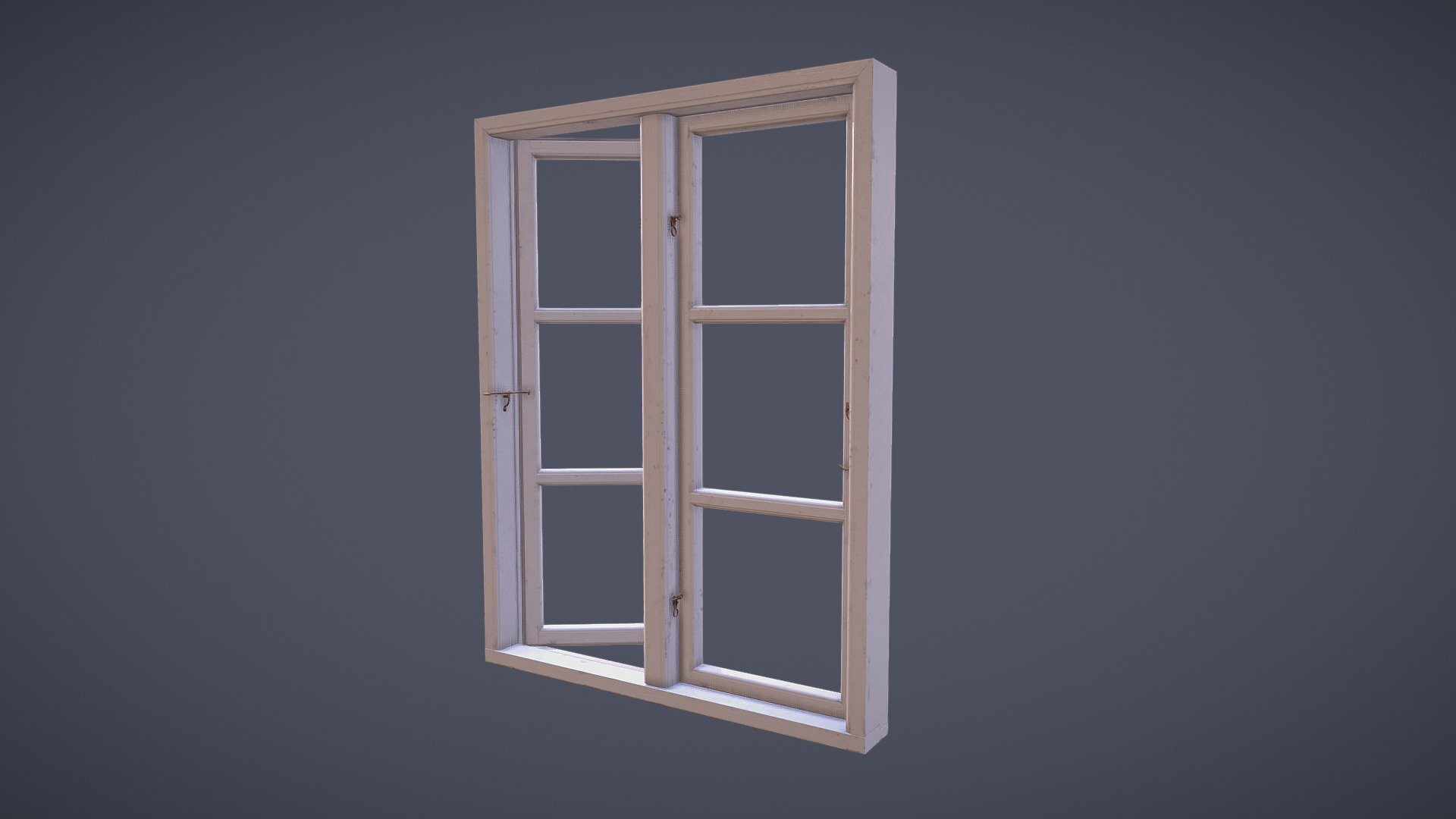 A lowpoly window for my kitchen scene. It has way too many triangles because I wanted the hinges to match my parents and wanted it to be detailed. 3302 triangles and 1024x1024 textures 3d model