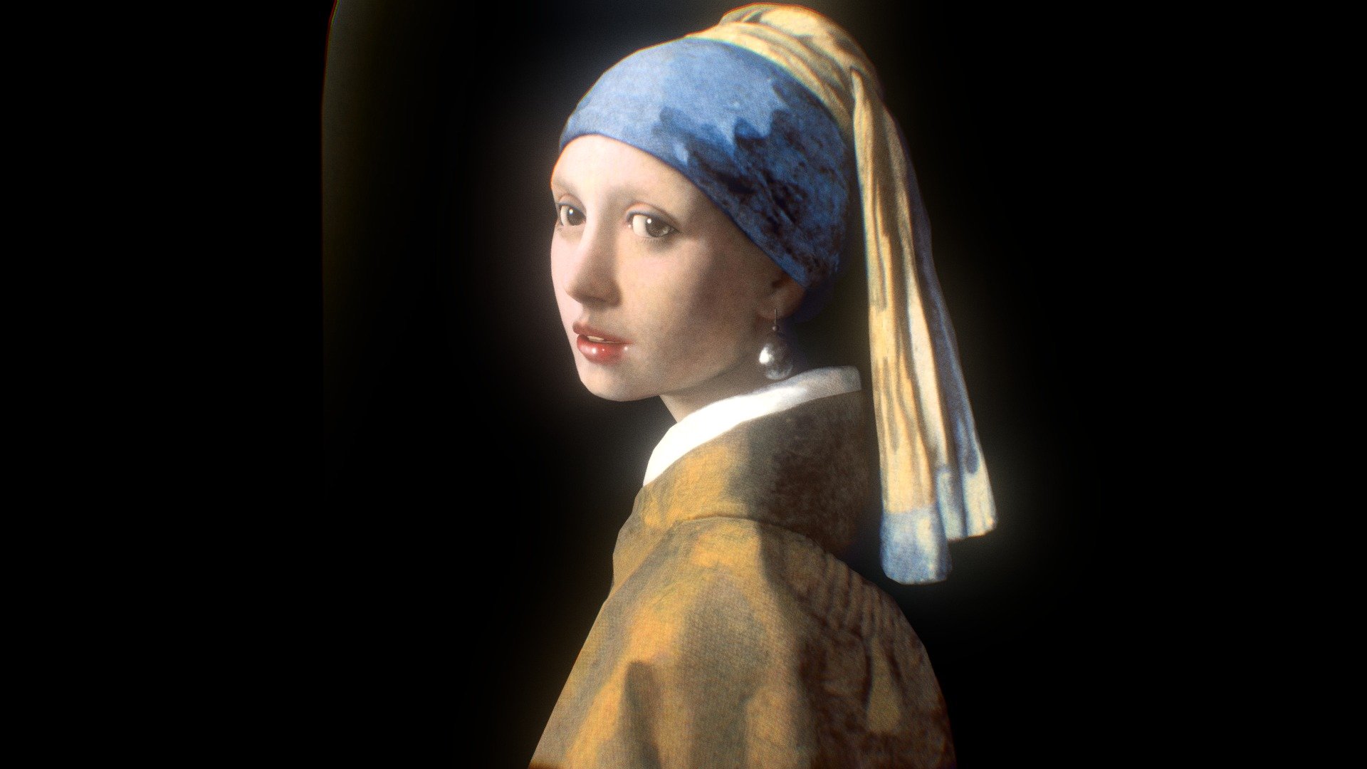 This is a tribute to the 17th-century Dutch Golden Age / Baroque painter Johannes Vermeer (1632-1675) and his captivating painting, Girl with a Pearl Earring (1665).

The painting is a tronie of a girl wearing an exotic dress, an oriental turban, and an improbably large pearl earring. It has been in the collection of the Mauritshuis in The Hague since 1902.

Being faithful to the original painting while pushing depth beyond the 2D realm, I am interested to bring her to life, as if she is reading the audience's reaction, wanting to comment but too shy to speak.

(Source information and image linked from Wikipedia and the Mauritshuis)

 - Girl with a Pearl Earring 3D - 3D model by hinxlinx 3d model