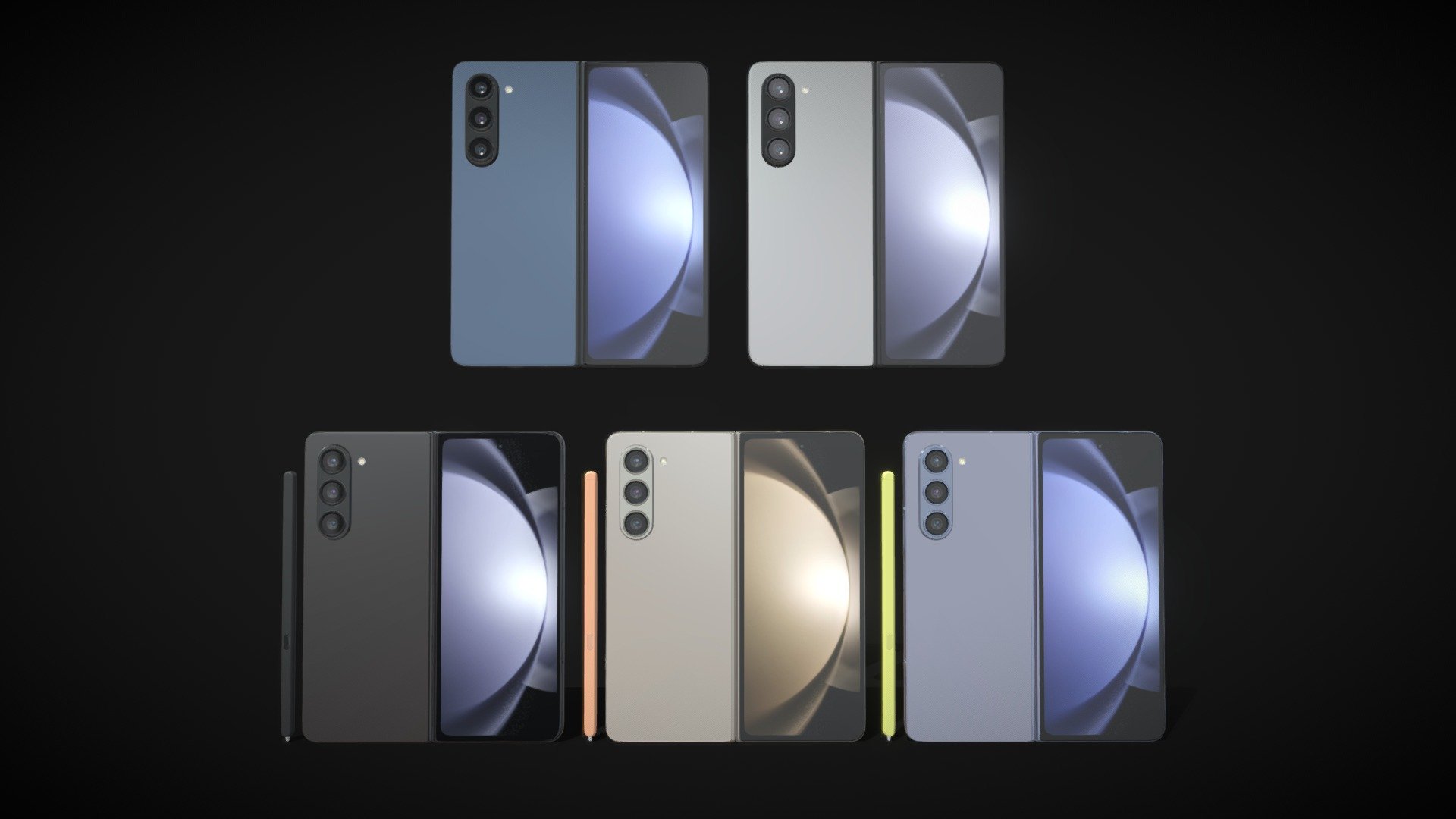 Realistic (copy) 3d model of Samsung Galaxy Z Fold 5 All colors (Rigged, Animated).

This set:




1 file obj standard

1 file 3ds Max 2013 vray material (Rigged, Animated)

1 file 3ds Max 2013 corona material (Rigged, Animated)

1 file of 3Ds

20 file e3d full set of materials.

5 file Cinema 4d standard (Rigged, Animated).

5 file Blender (Rigged, Animated).

Topology of geometry:




forms and proportions of The 3D model

the geometry of the model was created very neatly

there are no many-sided polygons

detailed enough for close-up renders

the model optimized for turbosmooth modifier

Not collapsed the turbosmooth modified
 - Samsung Galaxy Z Fold 5 All colors - Buy Royalty Free 3D model by madMIX 3d model