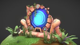 Magic Ruined Portal portal, plant, gate, fish, ruins, forest