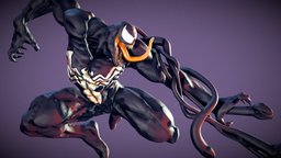 Venom comics, fanart, marvel, muscle, venom, creepy, superhero, spiderman, dynamic, tentacle, jump, alien, antihero, symbiote, character, monster, villain, noai