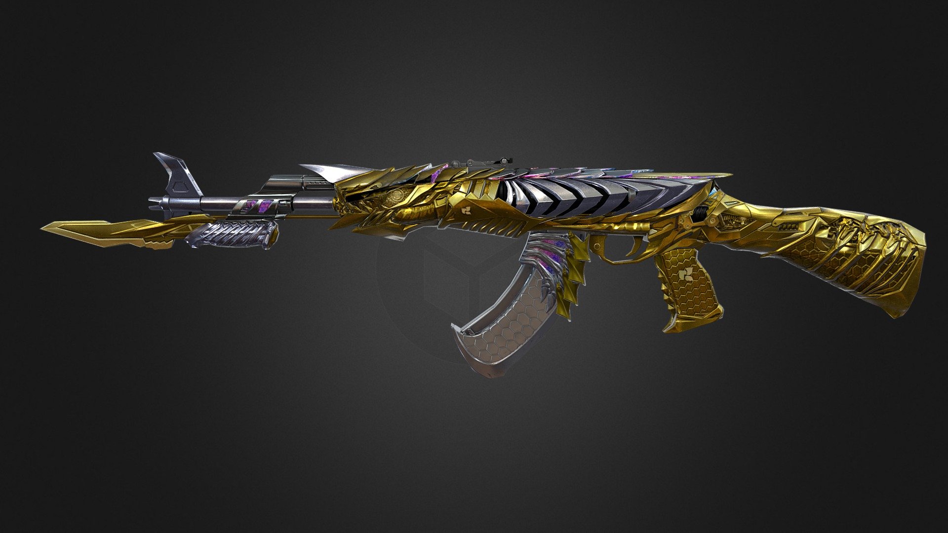 CrossFire's AK47 KNIFE BORN BEAST IMPERIAL GOLD - 3D model by AlxDemento 3d model