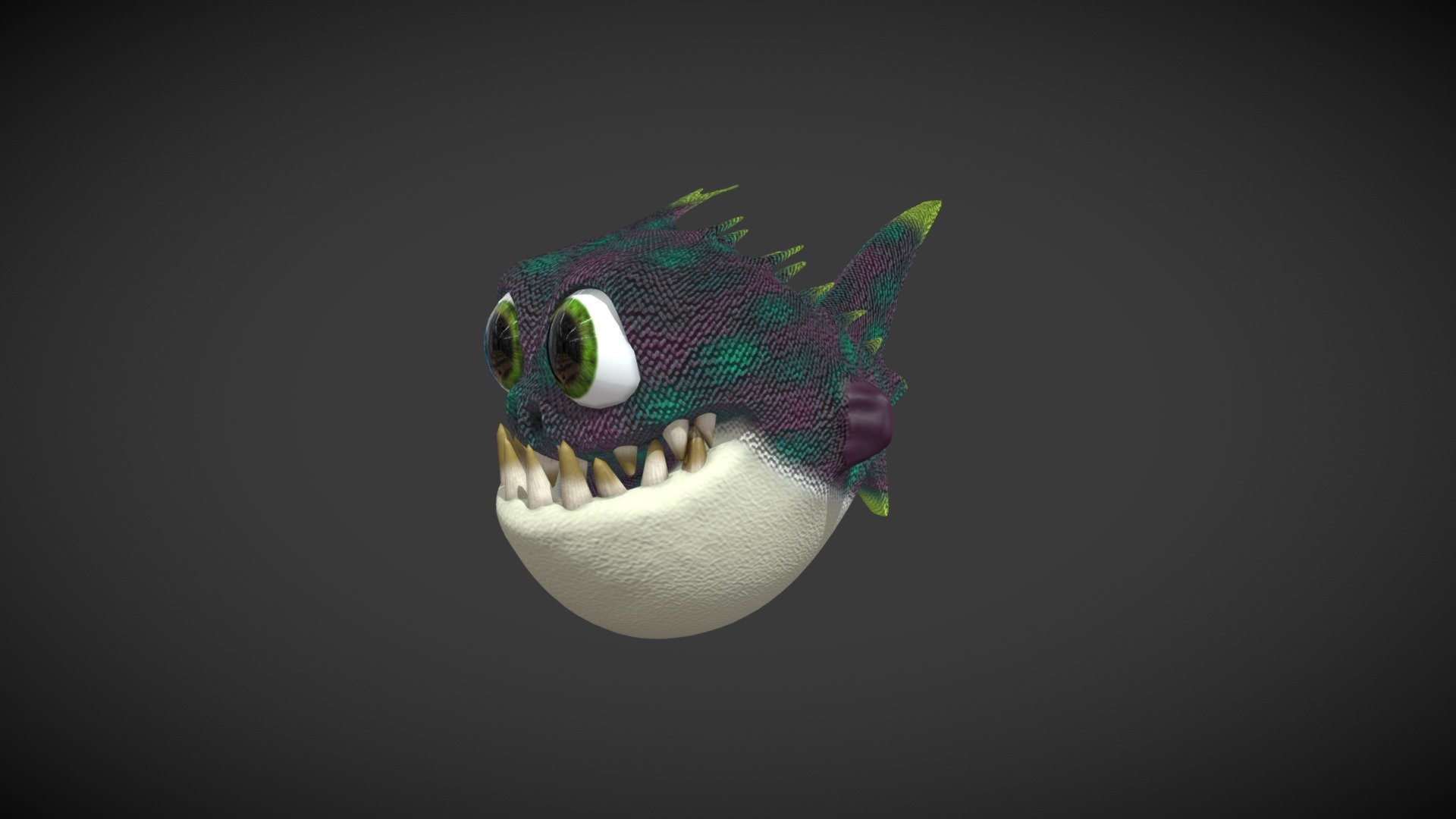 Cartoonish piranha model. Downloadable file contains FBX with textures.
Preview shows high version of the model. Extra files include low poly version

Hope you like it! - Happy Piranha - Buy Royalty Free 3D model by Daniela Ortiz (@3daniela.o) 3d model