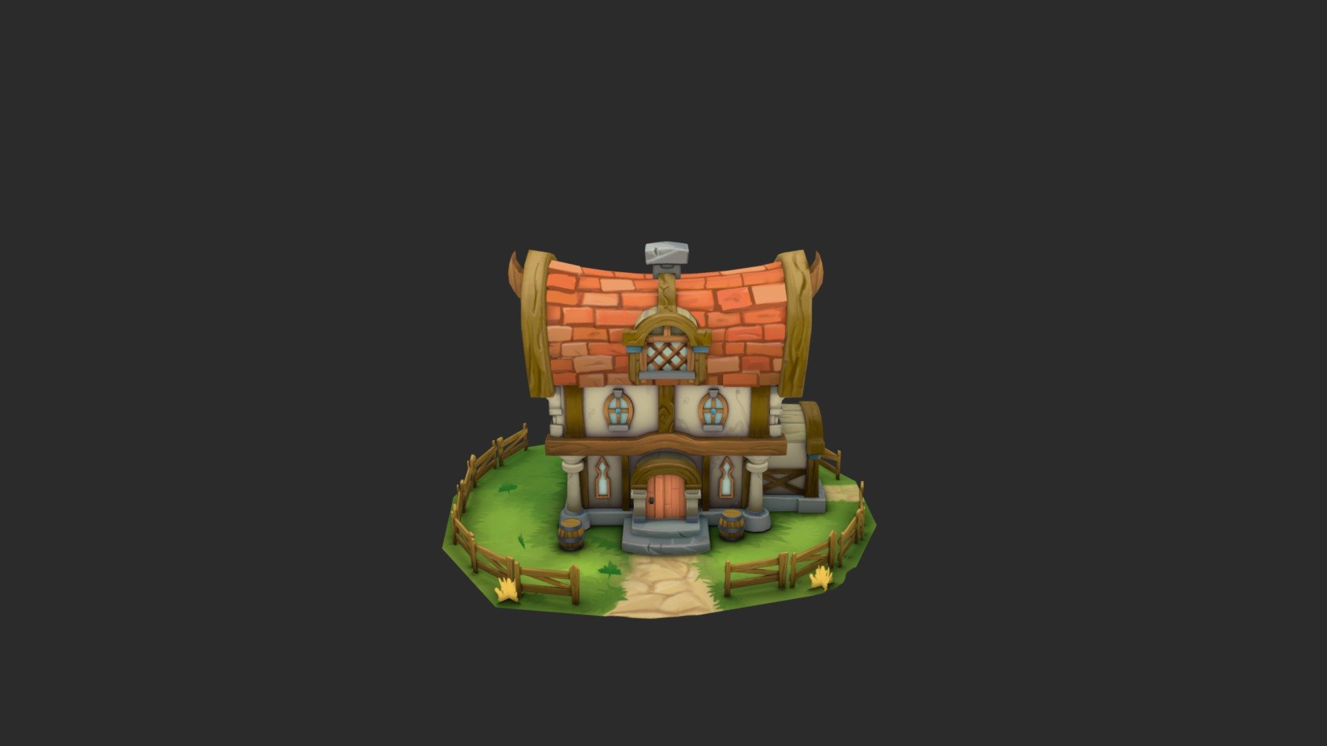 A cute house i modeled and textured based on the original concept. textures are all hand painted on diffuse. Definitely learned a lot working on this!
original concept by Seojin Lee(Dune)

https://www.artstation.com/artwork/BX2ml - Hand painted House - 3D model by Christopher Chin (@chrisjohnchin) 3d model