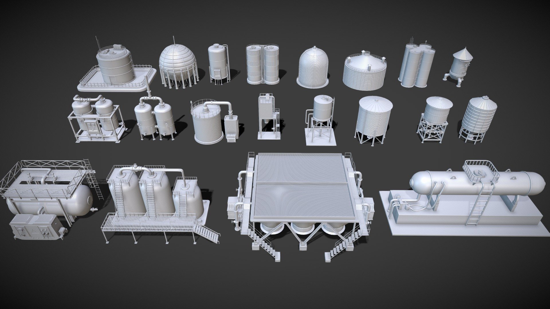 Get pack - https://www.artstation.com/a/15291

20 middle poly industrial tank models




clean quad and close mesh

middle poly

include max(2018), blend(2.81), fbx, obj and stl files

without UW map, textures and materials

total poly 573759

total vert 533056
 - Industrial Tanks - part - 1 - 20 pieces - 3D model by 3d.armzep 3d model