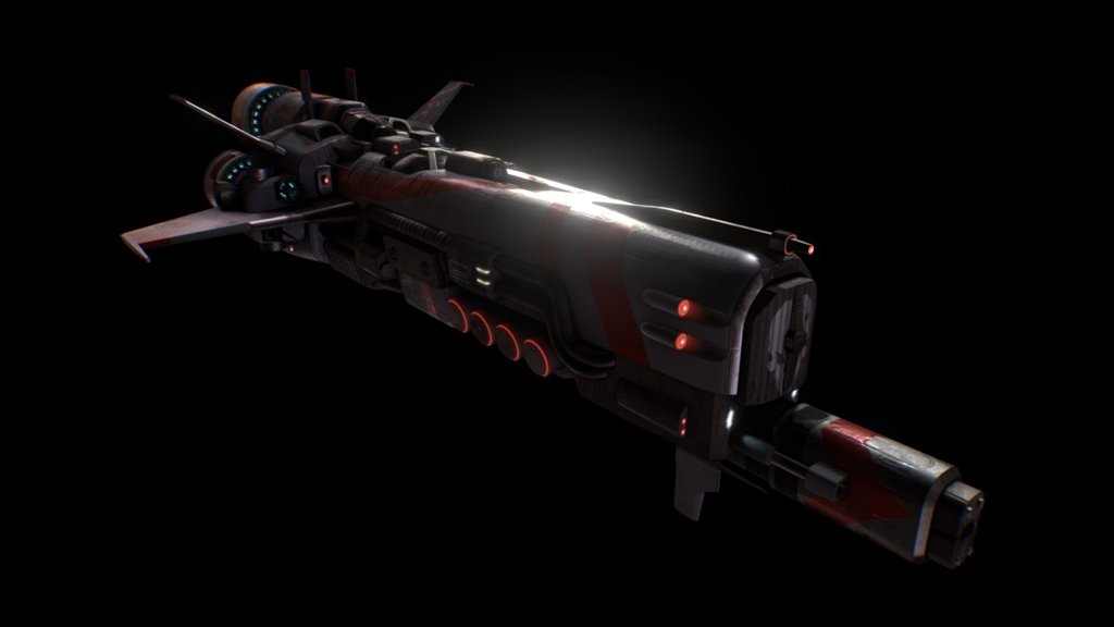A faster, more fragile fighter for the OBA faction. Equipped with a single light rotary cannon and a slow-firing railgun. A war machine for quick, decisive strike-and-retreat missions.

I'm simultaneously developing a matching ship for the DOM as well 3d model