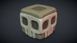 Cube World Stone Skull cube, world, toon, block, pbr, skull, stone, stylized, temple