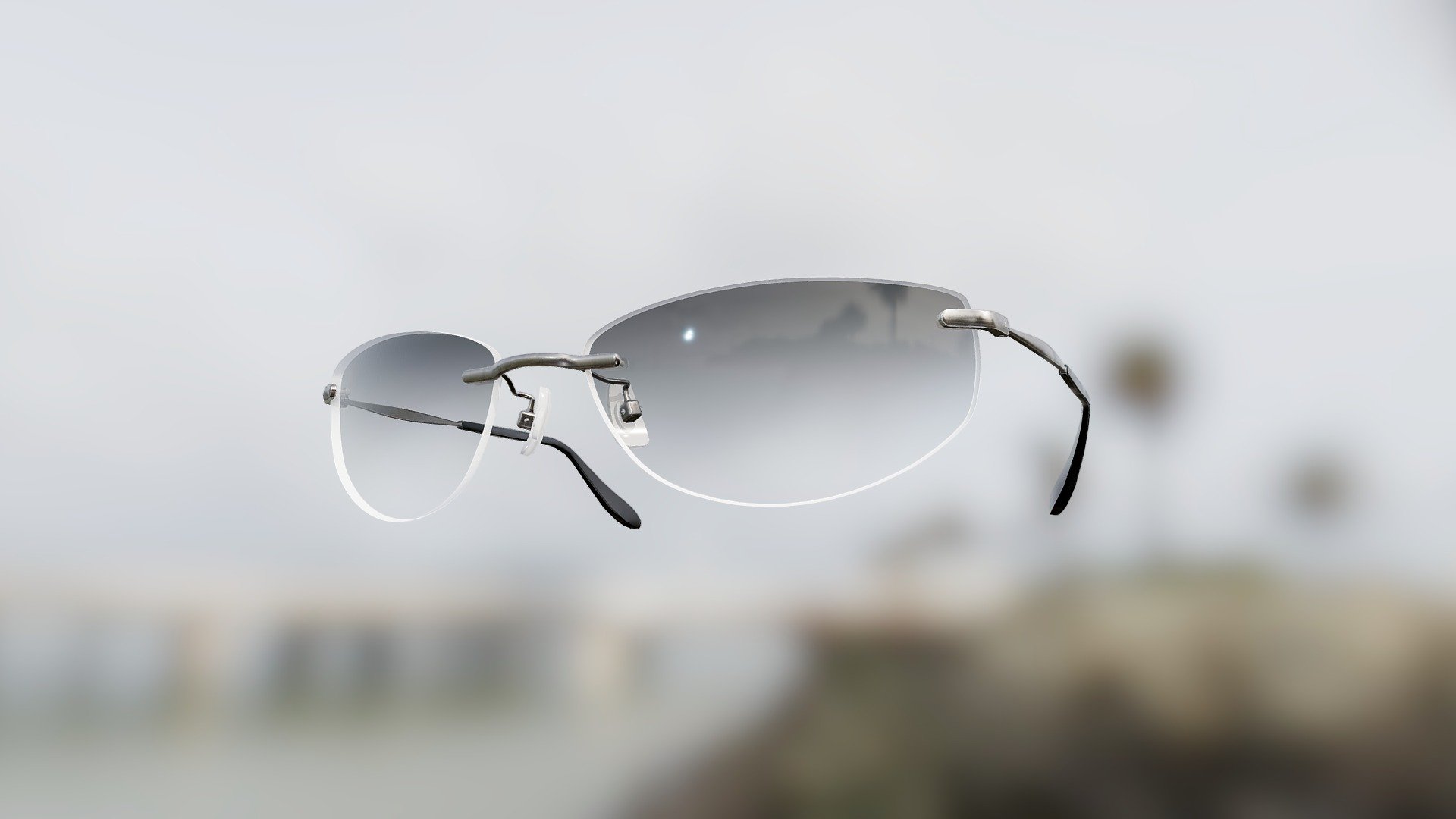 Generic Rimless Semi- Oval Sunglasses (Gunmetal) - 3D model by VirTry Teams 3d model