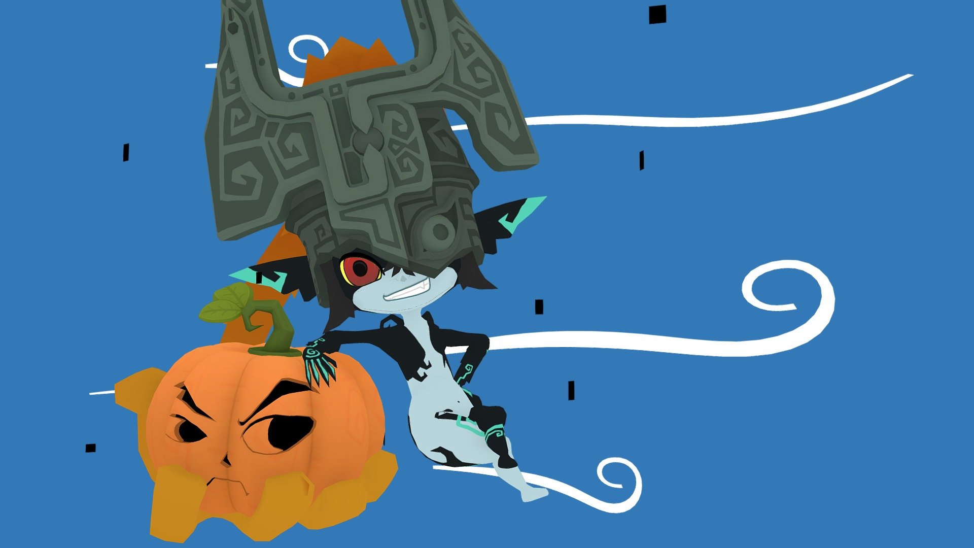 HAPPY HALLOWEEN! Here's a little spooky scene for the spooky season! It's Midna stylised as if she was in Zelda: Wind Waker! Had a bunch of fun making this during Twitch streams! Feel free to check out my profile, I'm a Vtuber now lol (I made the avatar and the program it's running on!) - Midna Wind Waker - 3D model by Eriction (@erictahiri) 3d model