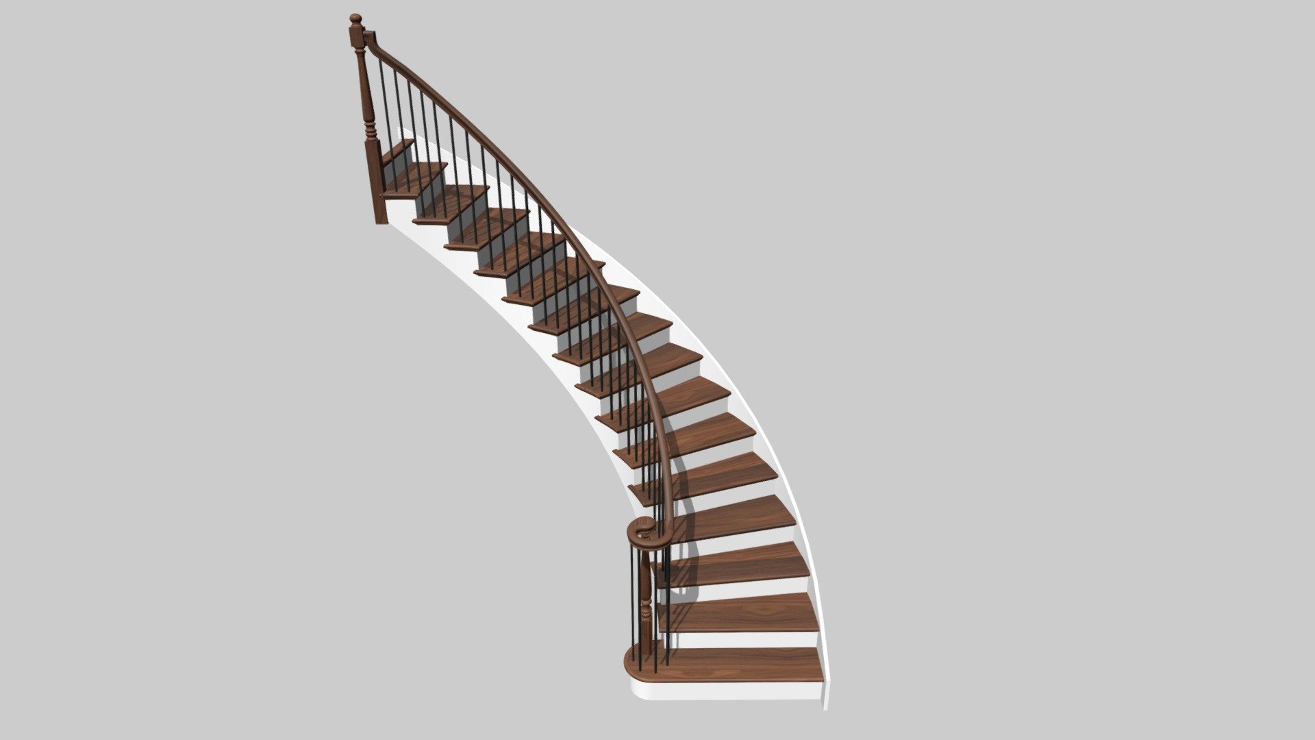 Example of circular stair with 90 degree turn and straight treads at start and end - Circular stair - standard 90 degree - 3D model by designedstairs 3d model