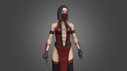 Ninja Girl leather, warrior, fighter, ninja, , woman, mk, weapon, character, girl, lowpoly, female
