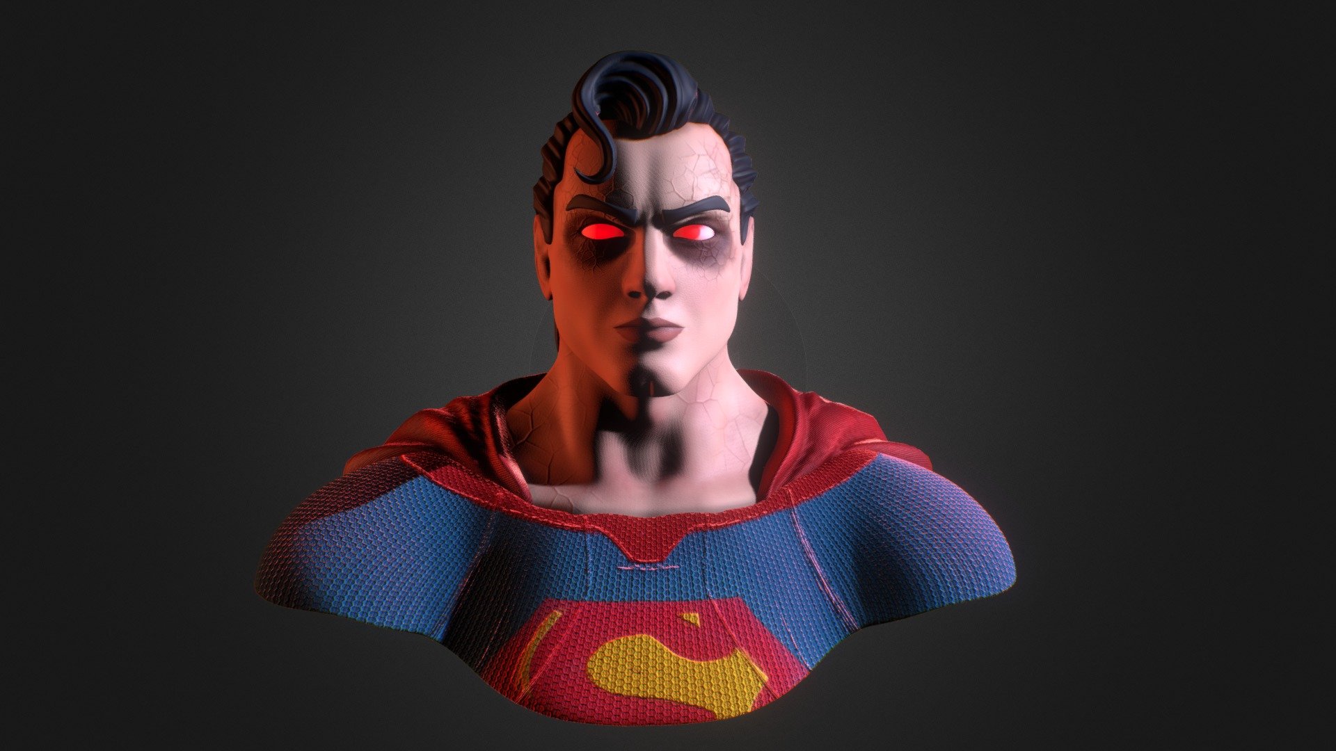 Corrupted Superman sculpt made in zbrush, textured in substance painter and rendered in Blender 3d model