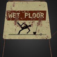 Aperture wet floor signs portal, prop, retro, floor, rusty, folding, wet, sign, aperture, portal2, aperturescience
