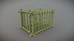 Bamboo Cage wooden, dungeon, cage, asia, asian, furniture, rope, bamboo, fetish, ropes, kinky, kink, substancepainter, substance, blender, blender3d, wood