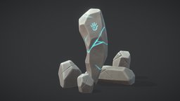 Stylized Rocks with Magic Rune lod, exterior, rocks, painted, pack, rune, stones, lods, asset, game, pbr, low, poly, stone, free, stylized, rock, hand, magic