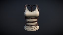 Female Tank Top And Leather Straps Harness steampunk, leather, white, , fashion, girls, top, clothes, brown, straps, brace, realistic, tank, real, womens, harness, roleplay, pbr, low, poly, female
