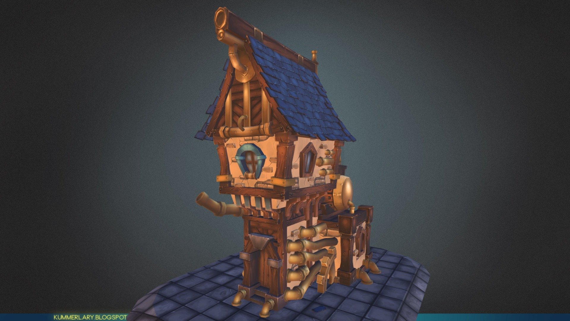 Maya 2015 &amp; Photoshop CS6.
~ 10 500 Tris
6x512
3x256

Inspired by http://offside926.deviantart.com/art/steam-XX-389115248 - Steam House - 3D model by LaryKummer 3d model