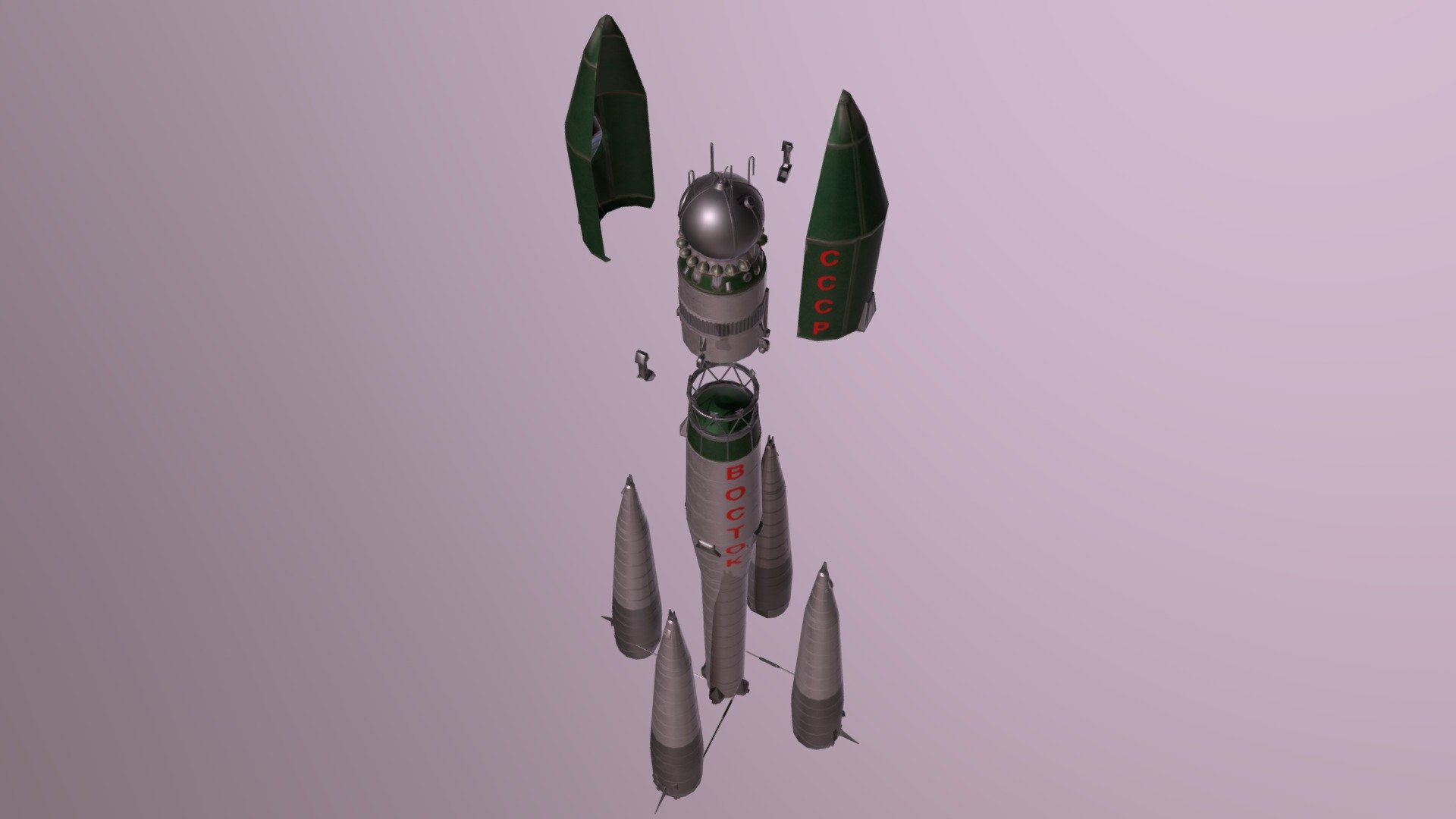 R-7 Rocket and Vostok-1 Spaceship for AR application - R-7 Rocket and Vostok-1 Spaceship - 3D model by HumanPlanetStudio 3d model