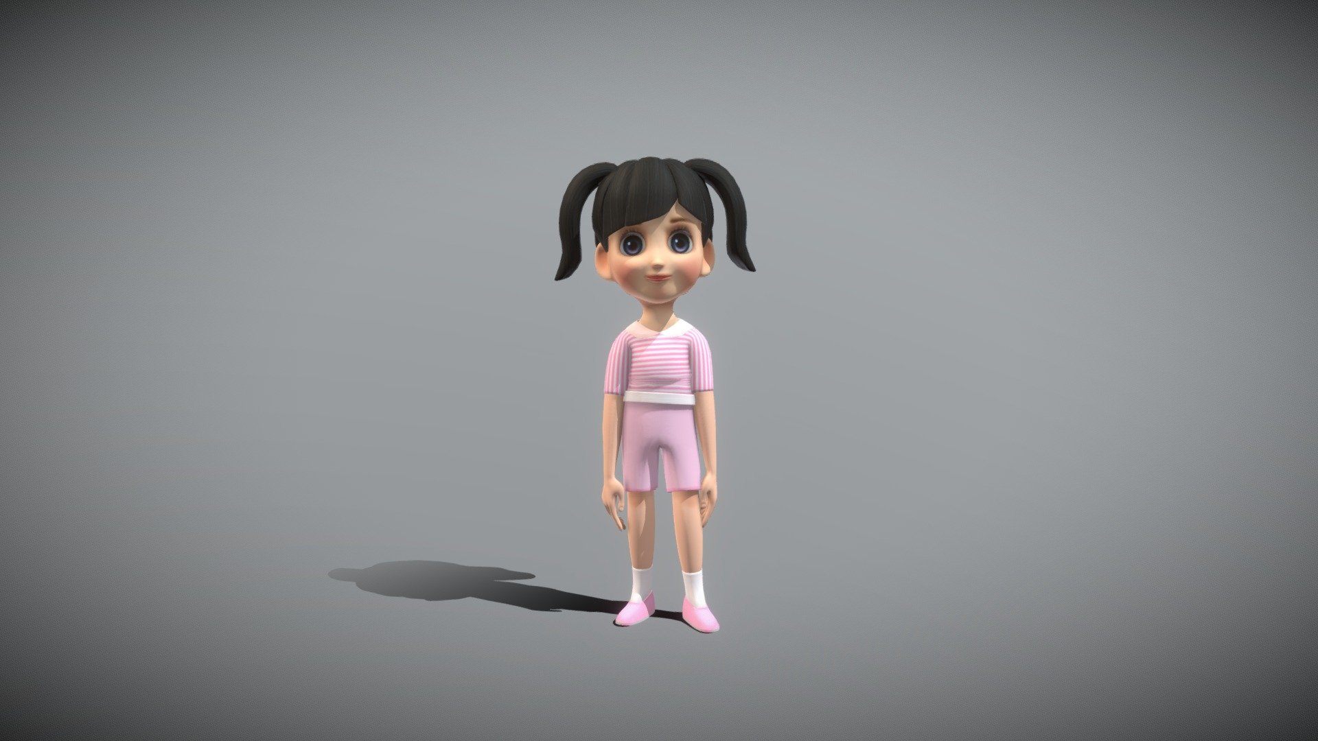 This is a cute cartoon girl model. It contains 13 animations such as walking, running, jumping, idle, etc.

3 materials with 2048 * 2048 textures.

Triangles: 44862  Vertices: 23031

(Viewer Setting above are just a preview and may vary drastically depending on your lighting and shading setup on the final application)

If you have any questions, please feel free to contact me.
 
E-mail: zhangshangbin1314159@gmail.com
 - Cartoon Girl - Buy Royalty Free 3D model by Zhang Shangbin (@zhangshangbin1314159) 3d model