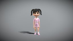 Cartoon Girl toon, little, kids, baby, kid, challenge, children, child, young, family, daughter, littlegirl, little-girl, character, unity, girl, cartoon, lowpoly, low, poly, fantasy
