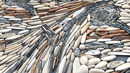 Abstract mosaic of polished river stones grey, mosaic, stones, polished, slate, generated, ia, piedras, texture, stone, abstract