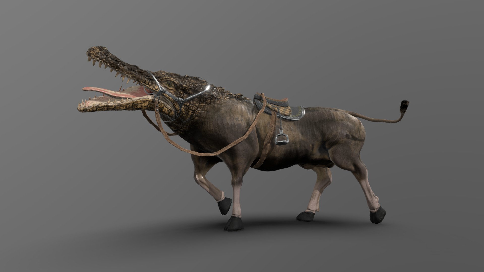 I made this fictional animal for the practice work in sculpting and rigging 3d model