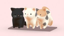 Chonky Cat Trio cat, cute, soft, game, lowpoly, rigged