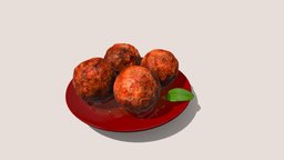 Braised Pork Ball In Brown Sauce food, taiwan, cg, meat, asia, dinner, vr, ar, snack, chinese, game, pbr, lowpoly, ball