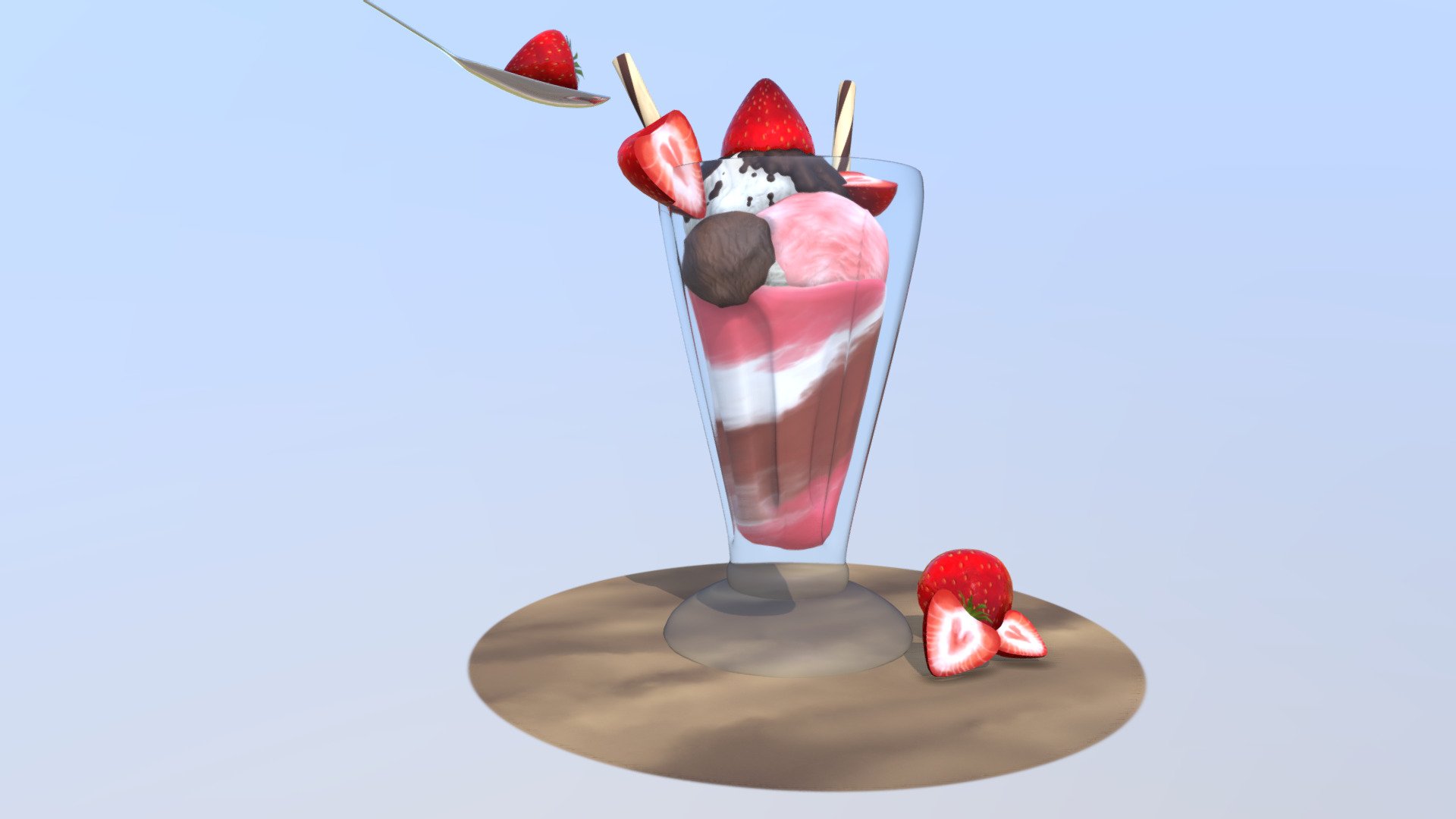 Handpainted textures with a mouse.. Oh god - Ice Cream - 3D model by Camiu 3d model